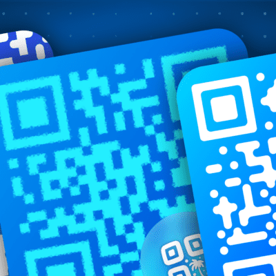Blue QR codes with logo design.
